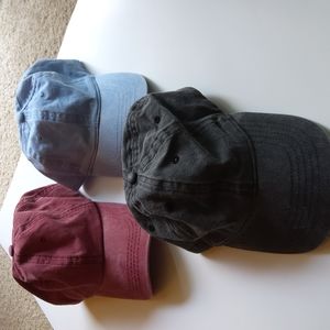 Three Distressed Baseball Caps